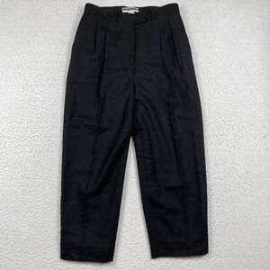 Jennifer Moore Dress Pants Womens 14P Black Wool Pleated High Rise Tapered